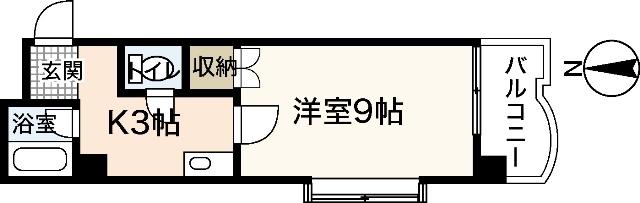 ジュネス山城(1K/4階)の間取り写真