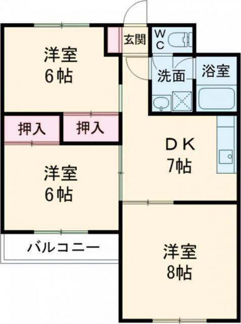 七福ビル桶屋町(3DK/6階)の間取り写真