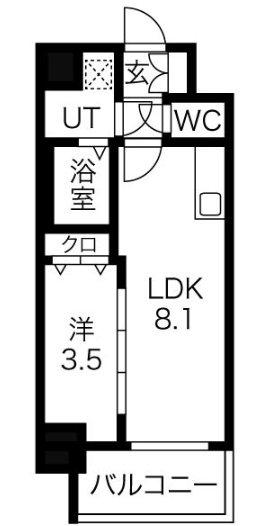 SOLメイクス新栄(1LDK/3階)の間取り写真