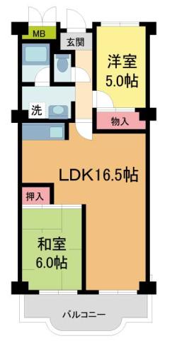 清荒神アーバンライフ(2LDK/1階)の間取り写真