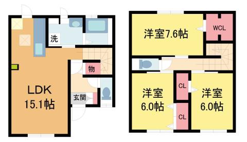 COLLINE ENSOLEILEE(3LDK/1階)の間取り写真