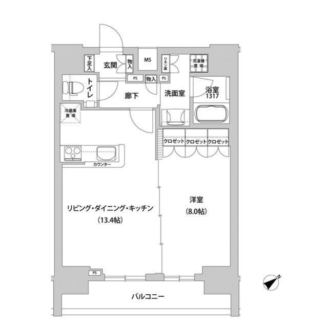 メトロステージ上野(1LDK/11階)の間取り写真