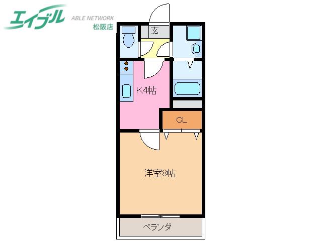 プロミネント伊勢中川(1K/4階)の間取り写真