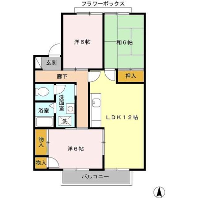 リバーシャトルA棟(3LDK/2階)の間取り写真