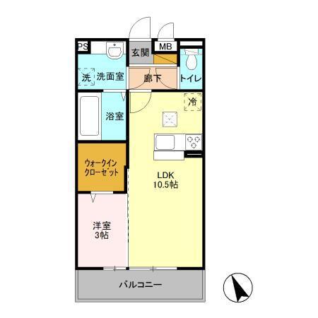 カーサ フェリーチェ(1LDK/1階)の間取り写真