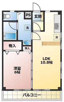 シャンポール駅前北通II(1LDK/3階)の間取り写真