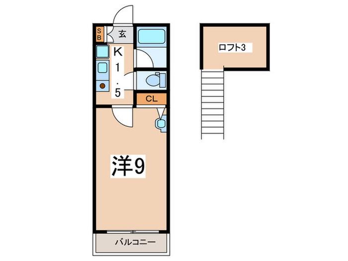 オレンジハウス三ツ沢(1K/2階)の間取り写真