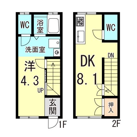 ジョイハイツ妙法寺(1DK/1階)の間取り写真