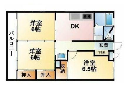 グランドール(3DK/3階)の間取り写真