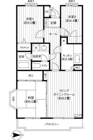 ベルガーデン(3LDK/3階)の間取り写真