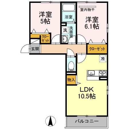 MAILE(2LDK/2階)の間取り写真