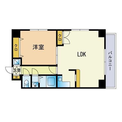 ピュアドームパラジオ博多(1LDK/9階)の間取り写真