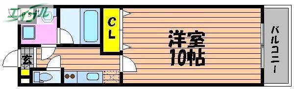 URBANO奥田(1K/1階)の間取り写真