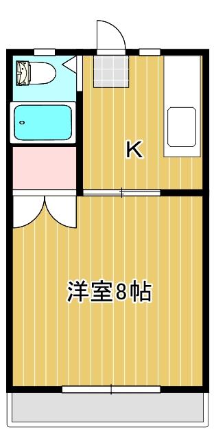 コーポ五輪I号棟(1K/2階)の間取り写真