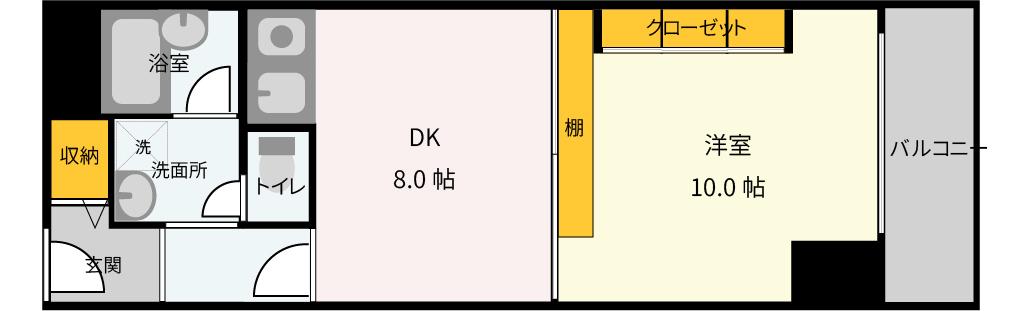 朝日プラザ心斎橋(1DK/13階)の間取り写真