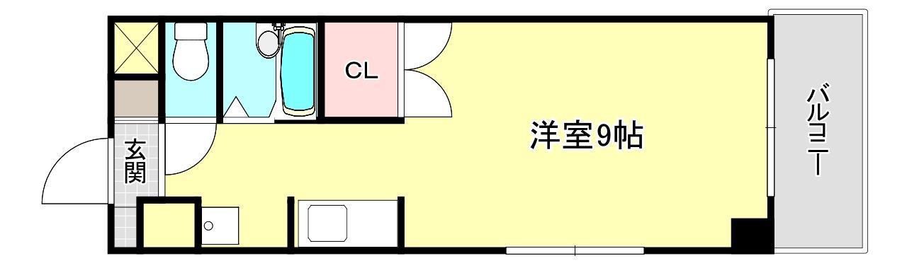 グランディ西田(ワンルーム/4階)の間取り写真