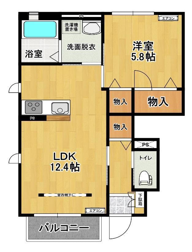 サンケイ西の内(1LDK/1階)の間取り写真