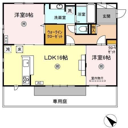 プレジャースクエアⅡ(2LDK/1階)の間取り写真