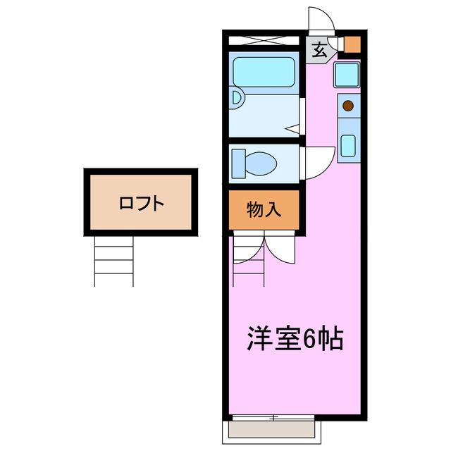 ダイヤモンドハウス(ワンルーム/1階)の間取り写真
