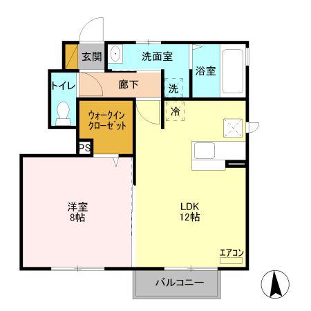 プレシュ アモールB(1LDK/1階)の間取り写真