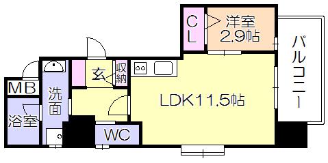 アヴァンティ久留米中央(1LDK/2階)の間取り写真