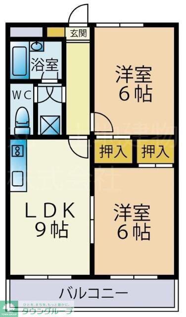 鵜の森ビル(2LDK/3階)の間取り写真