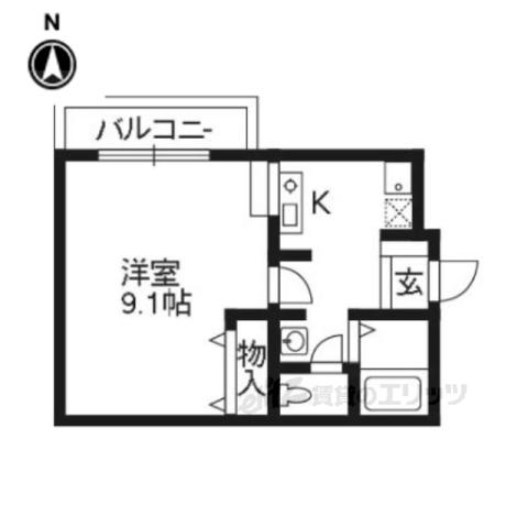 セントサウス(1K/3階)の間取り写真