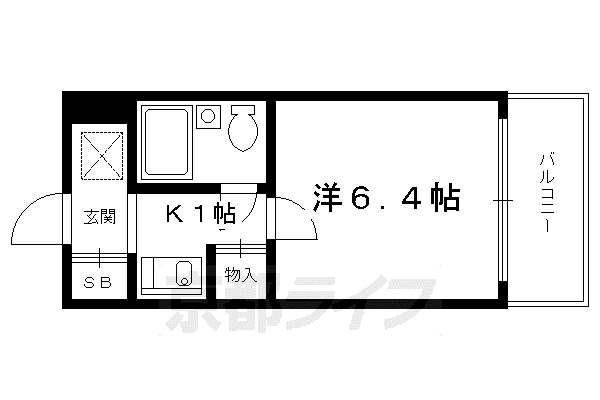 コートハウス北山(1K/1階)の間取り写真