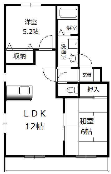 クレセント松浜(2LDK/2階)の間取り写真