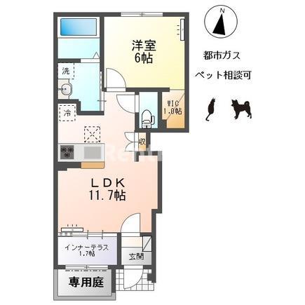 イグナスII(1LDK/1階)の間取り写真