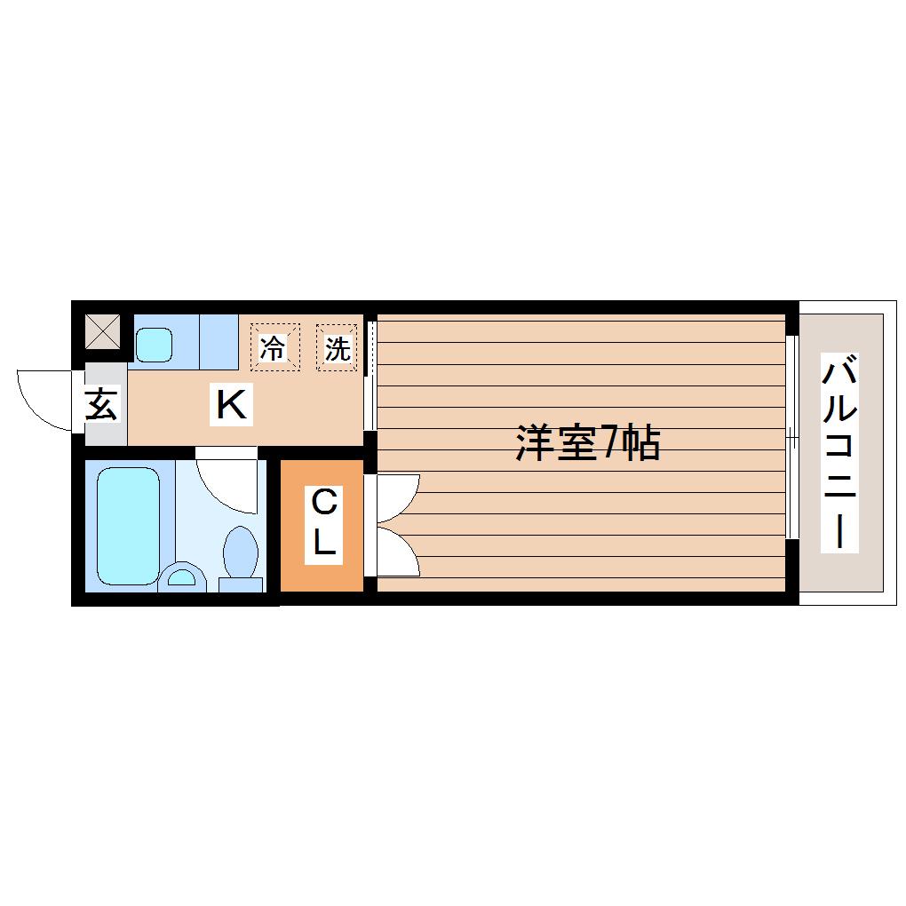 パールハイツ水の森(1K/1階)の間取り写真