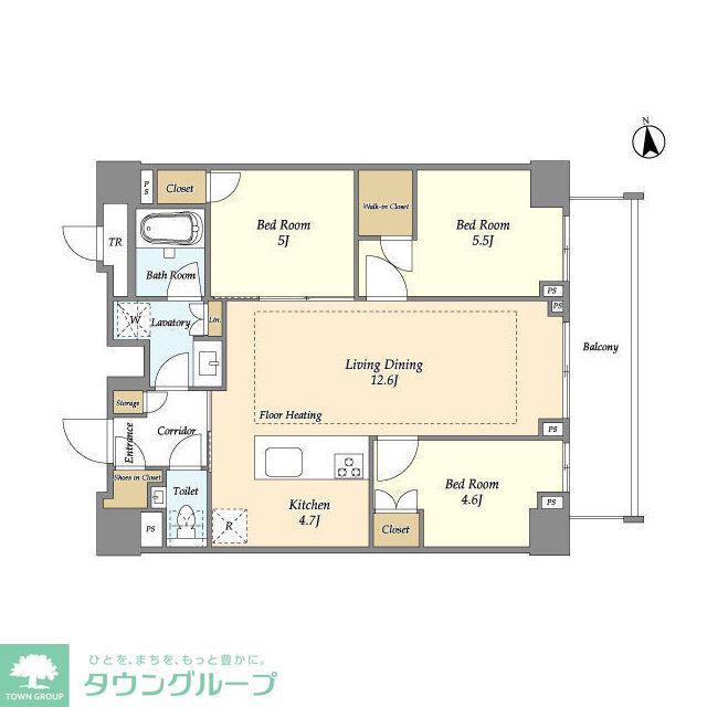 オアーゼ新宿市谷薬王寺(3LDK/6階)の間取り写真