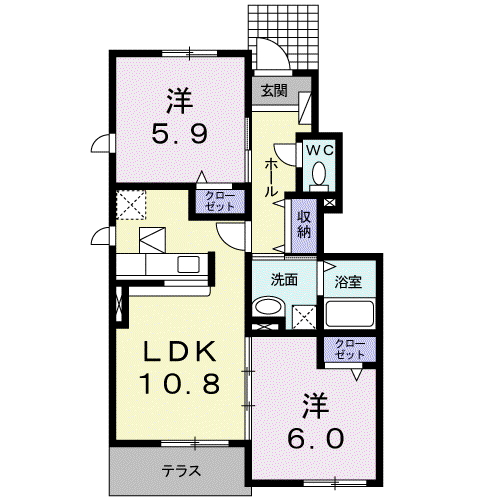 エスポワール(2LDK/1階)の間取り写真