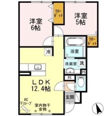 ステッドガーデン(2LDK/1階)の間取り写真