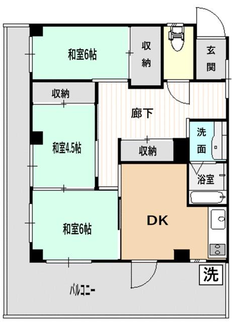 松ケ丘コーポ(3DK/3階)の間取り写真