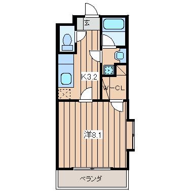 エスポワール(1K/2階)の間取り写真