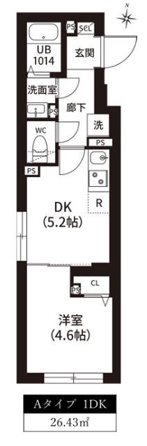 RESIDENCE両国(1DK/4階)の間取り写真