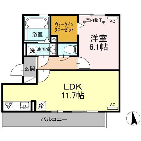 シス・パシオン(1LDK/2階)の間取り写真