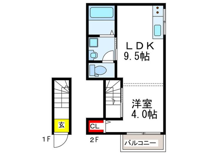 フェリスS&Y(1LDK/2階)の間取り写真