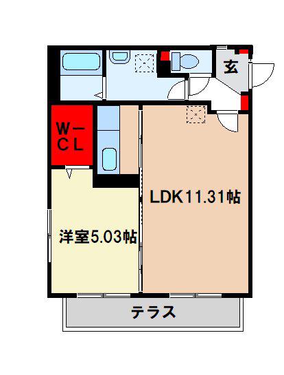 アクシス(1LDK/1階)の間取り写真