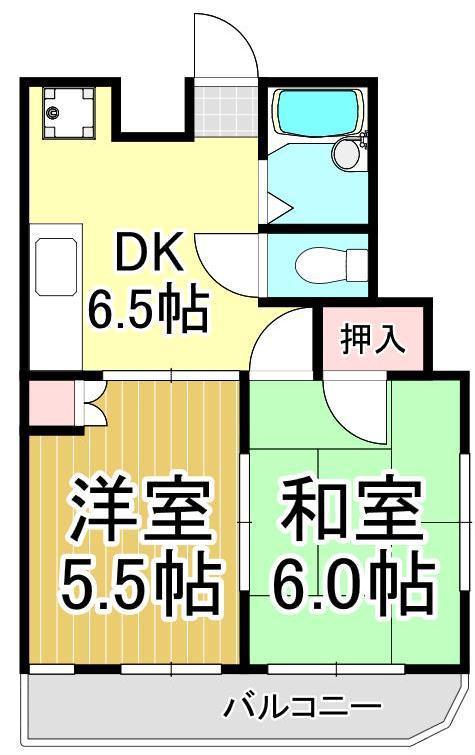 サングリエ イイダ(2DK/4階)の間取り写真