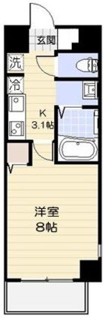 ブランドール壱番館(1K/8階)の間取り写真
