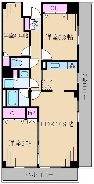 アプリーレ日吉本町(3LDK/3階)の間取り写真