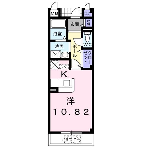 ロジュマンエスポアールC(1K/1階)の間取り写真