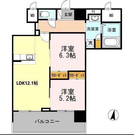 アコード23(2LDK/7階)の間取り写真