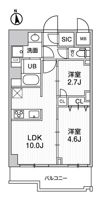 S-RESIDENCE千住大橋BROAD(2LDK/5階)の間取り写真
