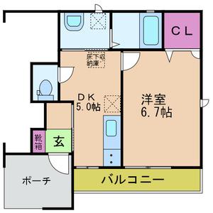 サンセール尼崎(1DK/1階)の間取り写真