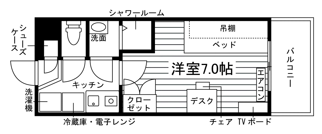 学生会館 EXCEED香椎駅前(1K/2階)の間取り写真