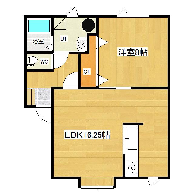 BOSCO(1LDK/2階)の間取り写真