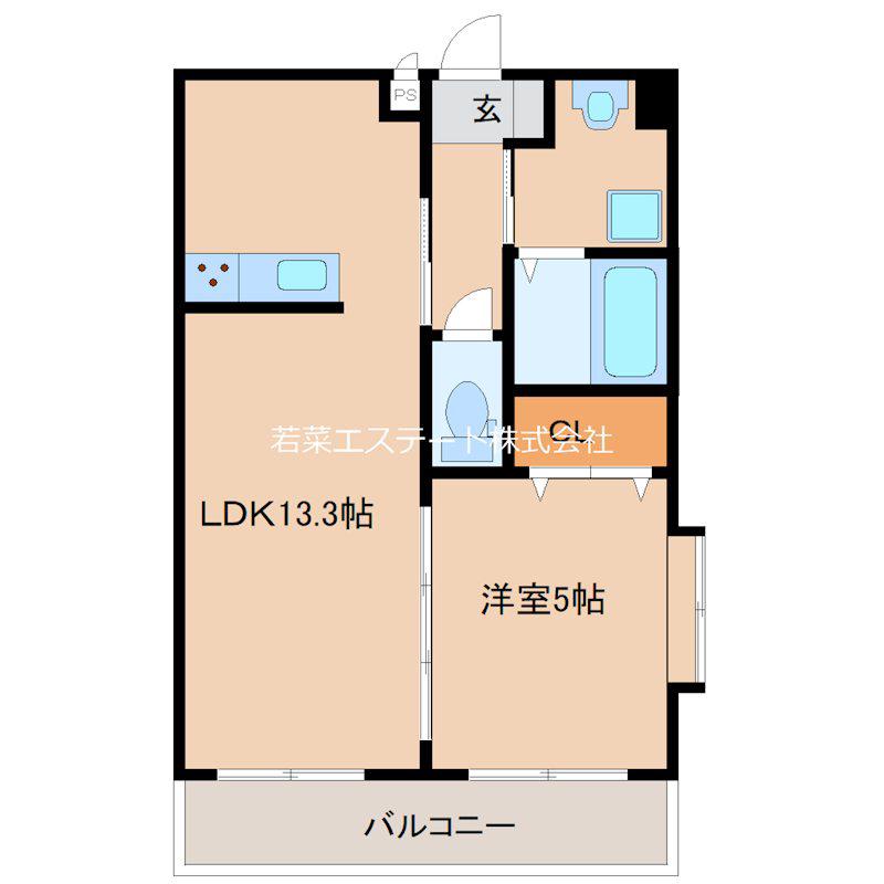 ＪＲ久大本線 南久留米駅 徒歩21分 3階建 築17年(1LDK/2階)の間取り写真
